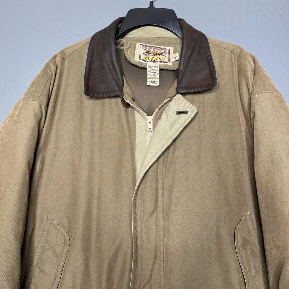 Cabelas Outfitter Series Mens XL Down Jacket XL Leather‎ Collar Barn Chore Parka